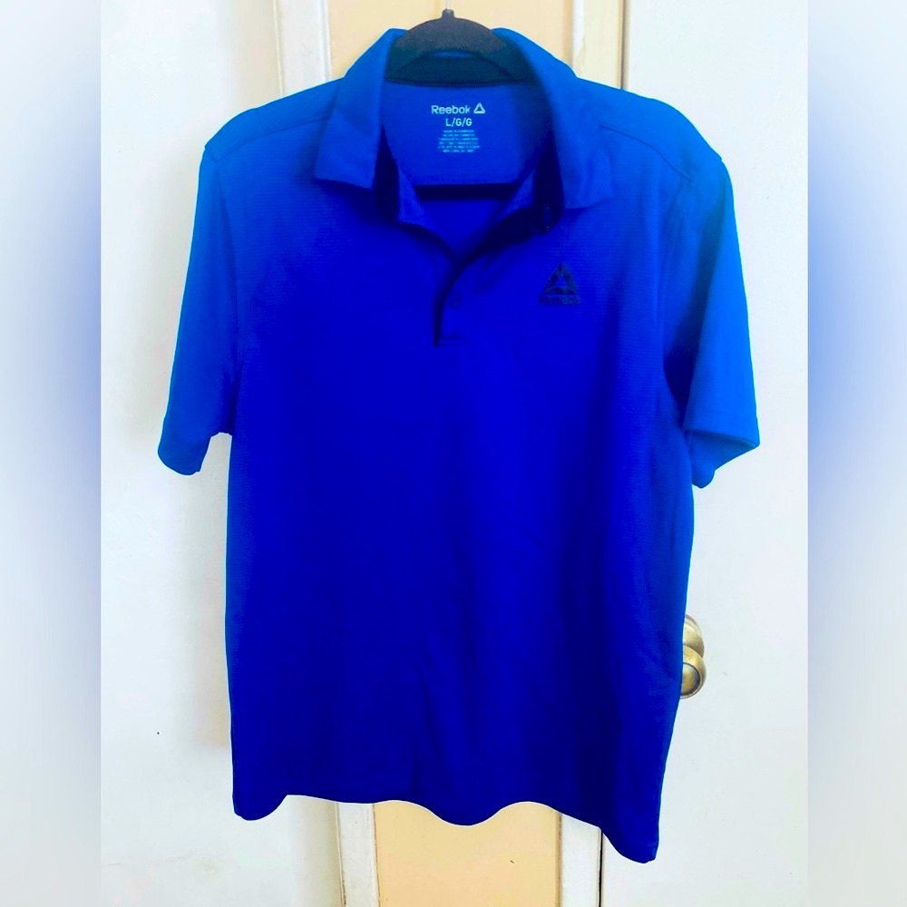 Reebok Royal Blue Polo Shirt Classic golf Sportswear shirt  sz Large